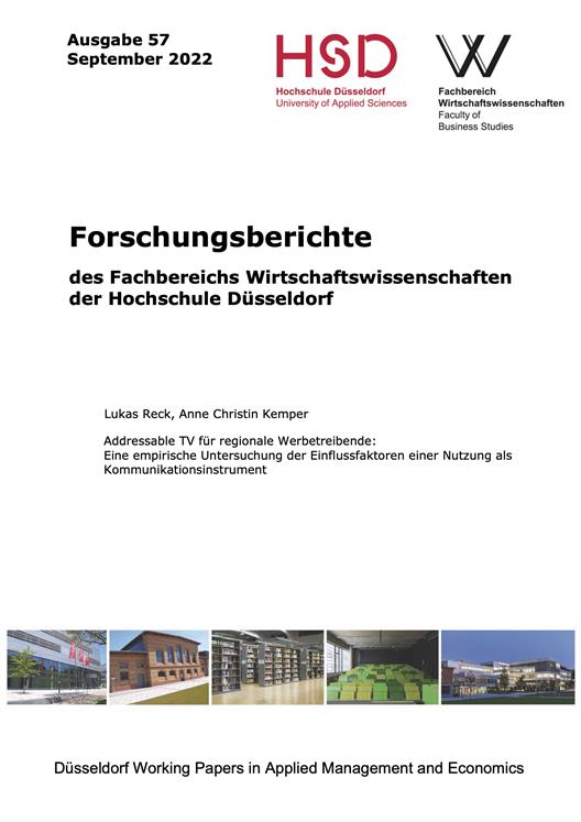 Ausgabe 57: Forschungsberichte des Fachbereichs Wirtschaftswissenschaften der Hochschule Düsseldorf